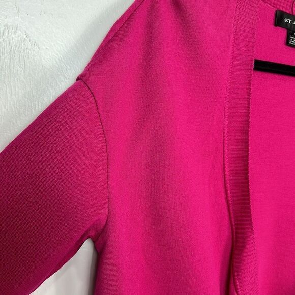 St. John Fuchsia Wool Blend Open Front Shrug Cardigan Size S - Picture 2 of 9